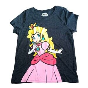 Super Mario Bros PEACH T Shirt Size Large Women 's Big Print Graphic Tee